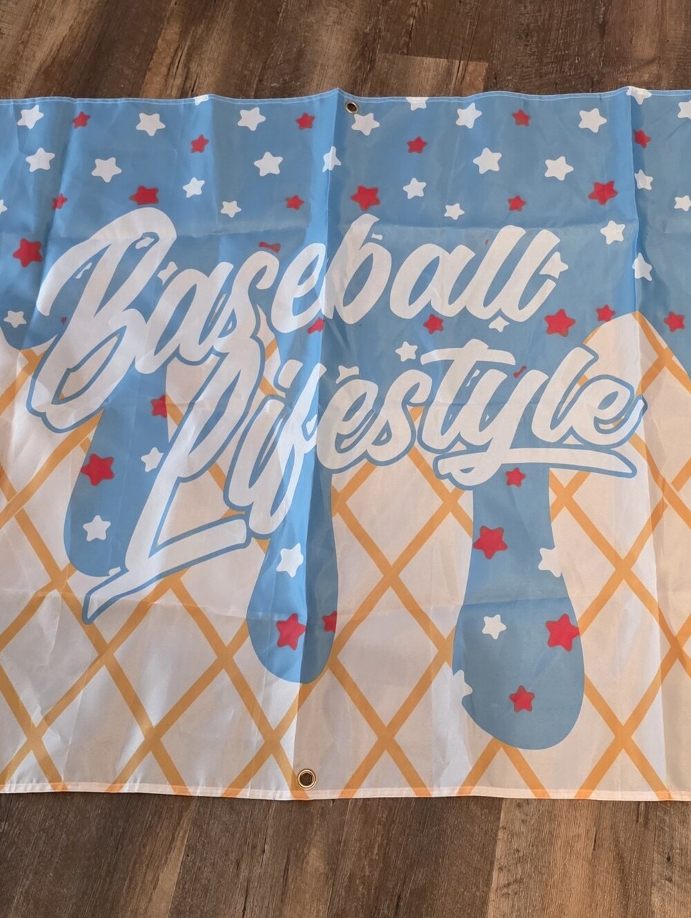 Baseball Lifestyle Blue & White Party Backdrop Banner 8 Grommets 35x58